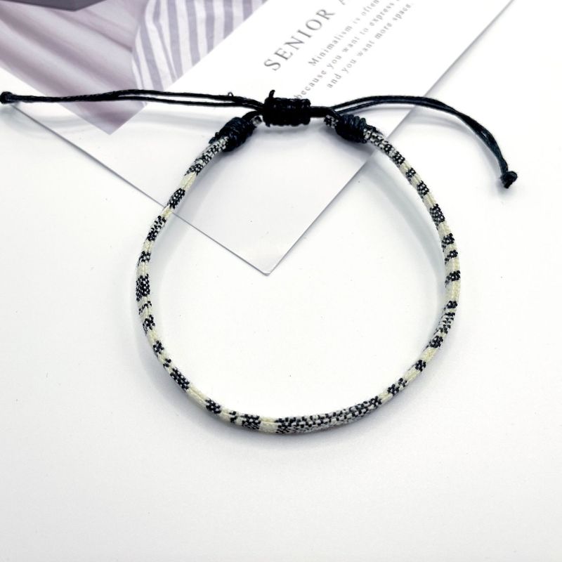 Trendy Nepalese Style Cotton Leinen Woven Fabric Rainbow Armband Fußkettchen Vielseitig bunt verstellbare Fußkette_voghion.com