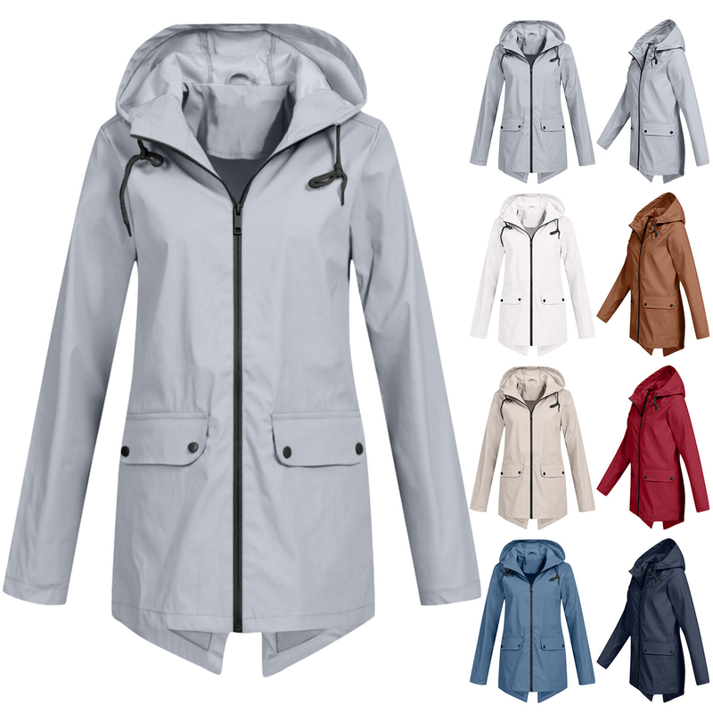 Giacca antivento leggera con cerniera e cappuccio per donna K_voghion.com