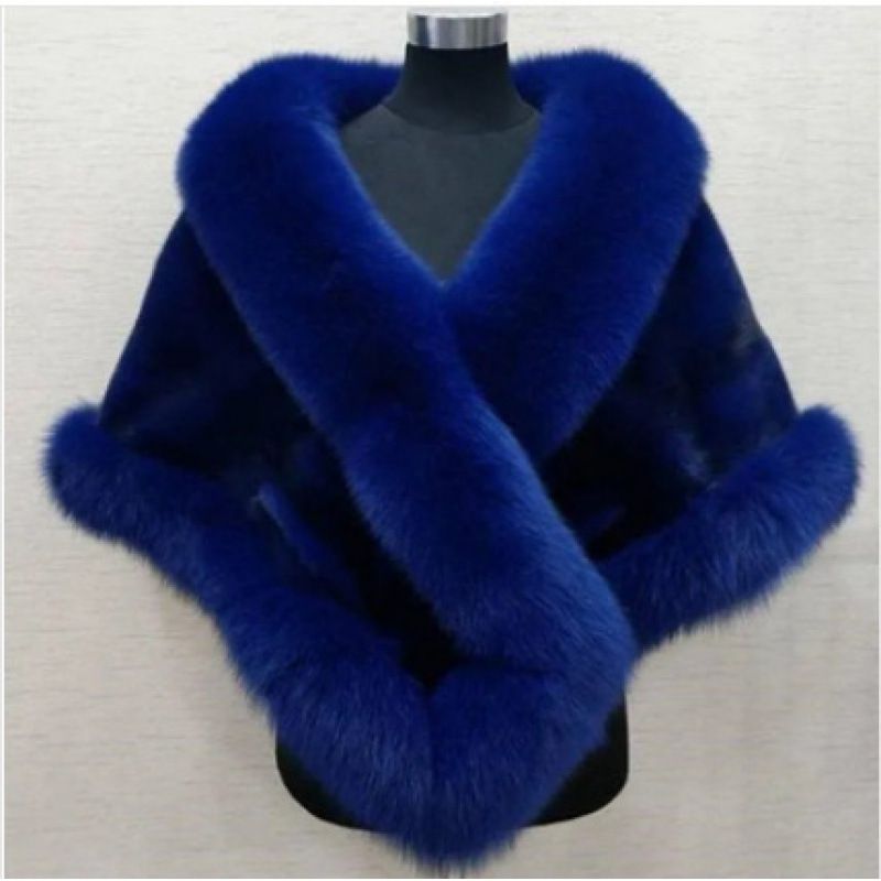 Nerz Fuchs frauen Cape Pelz Mantel Kleid Schal 2025 Winter Neue Weiß_voghion.com