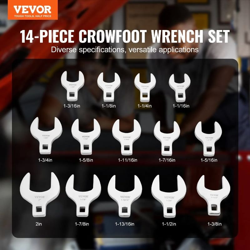 1/2 Drive Crowfoot With Set, With 14-Piece (1-1/16 Set Wrench 40CR SAE - Material Tray, Wrench Etc Foot Crows 2) Laser Storage_voghion.com
