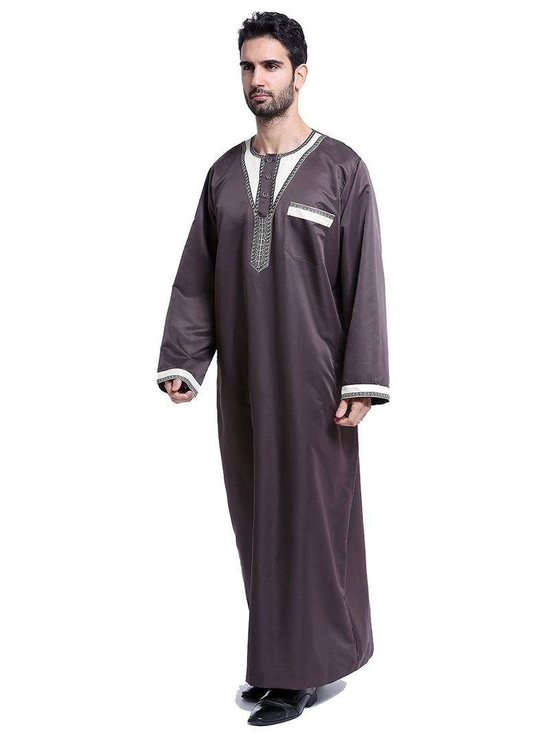 Ropa de hombre Túnicas de hombre caftán musulmán de moda bordada_voghion.com
