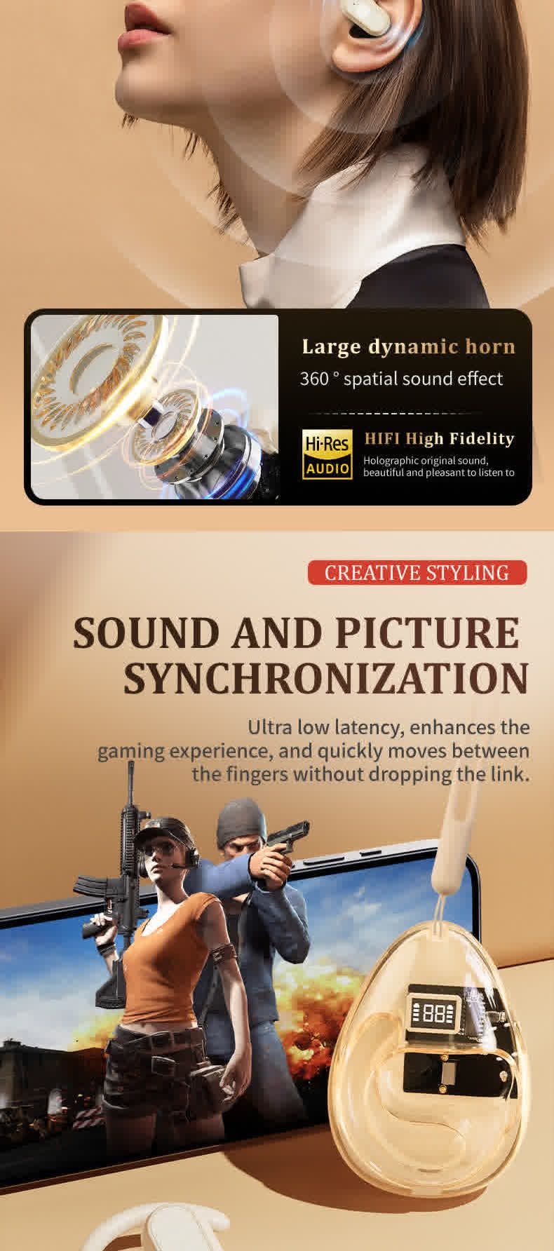 2024 NEW Earphone Air Conduction Wireless Bluetooth Transparent Digital Display to Ear_voghion.com