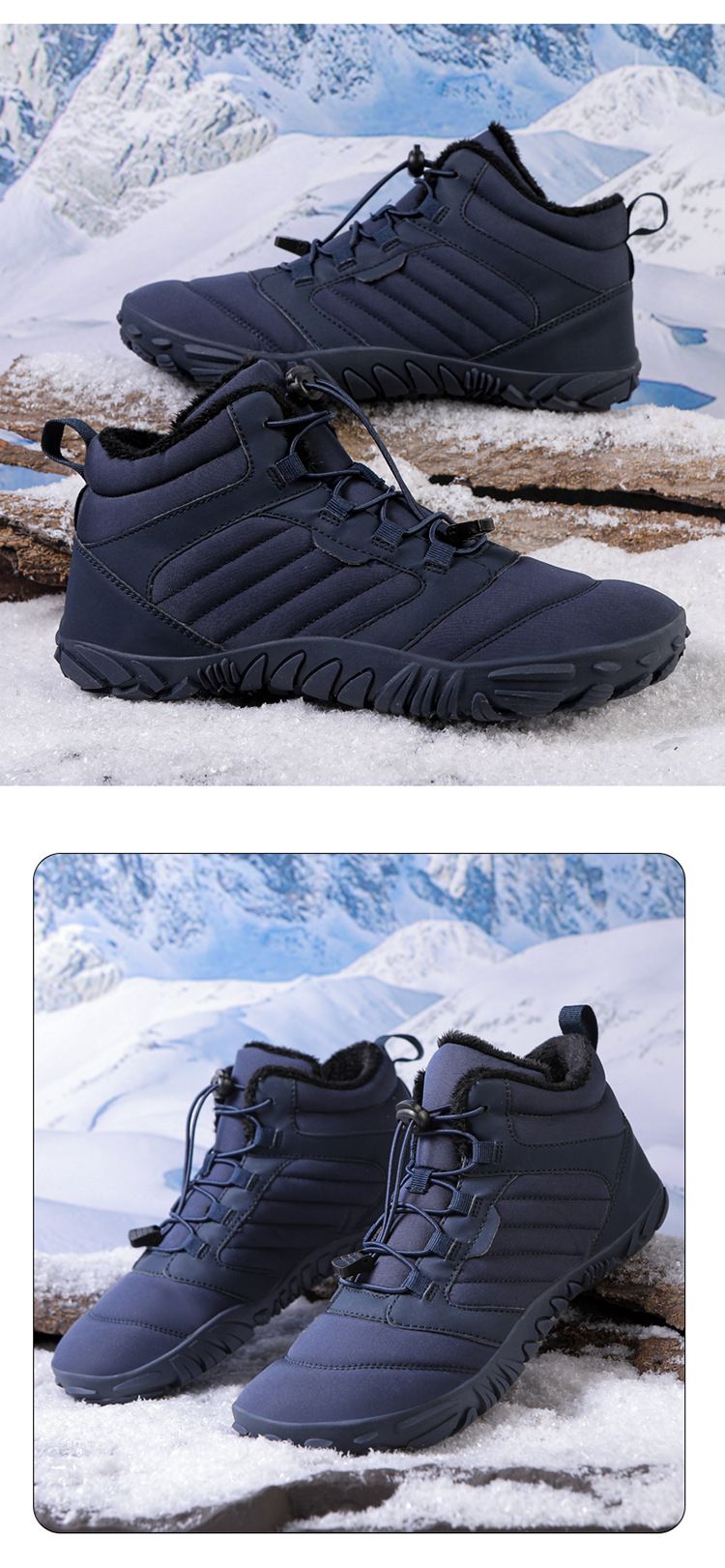 Scarpe di cotone impermeabili, stivali da trekking in cotone più scarpe calde in velluto, coppia di stivali da neve sportivi spessi e anti-sci_voghion.com