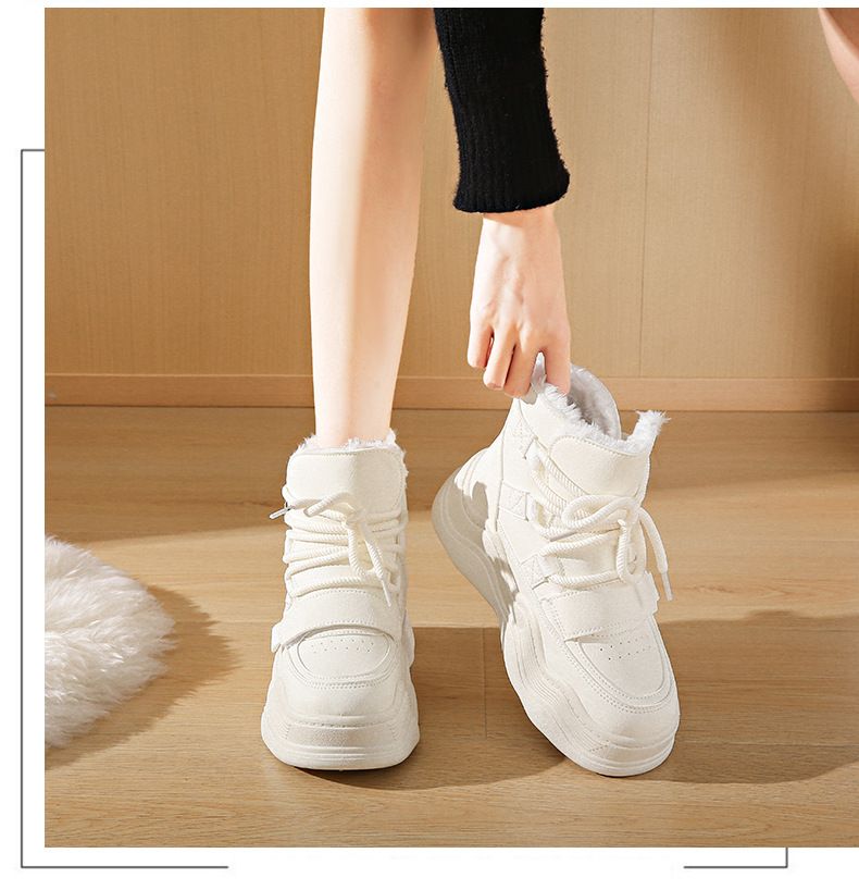Chaussures d'hiver blanches en velours pour femmes, nouvelle version, chaussures de sport décontractées à semelle épaisse pour étudiantes, M118_voghion.com