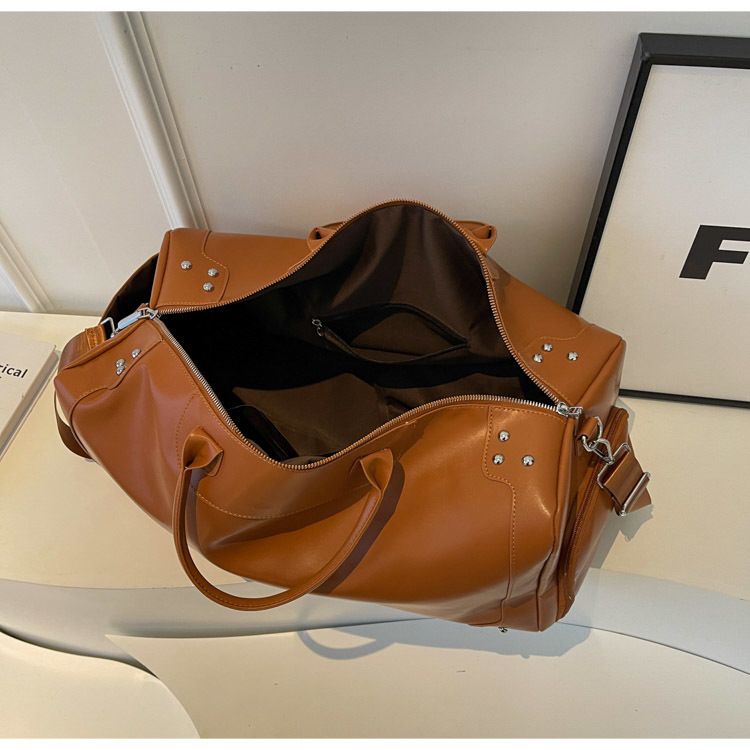 Travel Bags Short Distance Travel Bag Women's New Luggage Boarding Bag Large Capacity PU Leather Portable Sports Fitness Bag Shoulder Messenger Bag_voghion.com