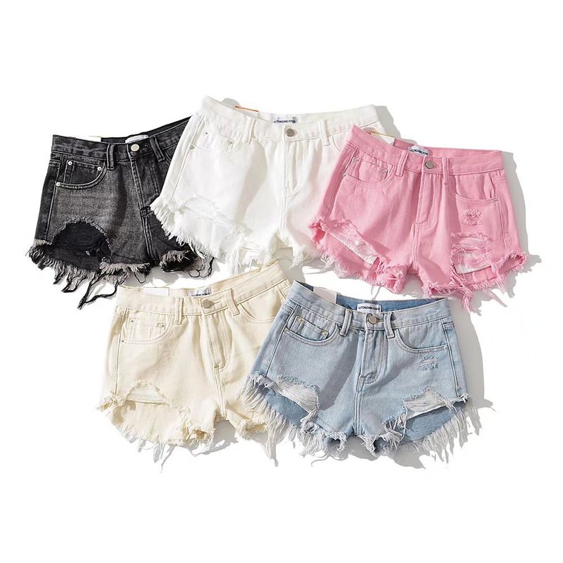 Spicy Girl Ausgefranste Denim Hot Pants Damen 2022 Sommer Neue Ins High Street Washed Ripped Slimming Shorts Trendy_voghion.com