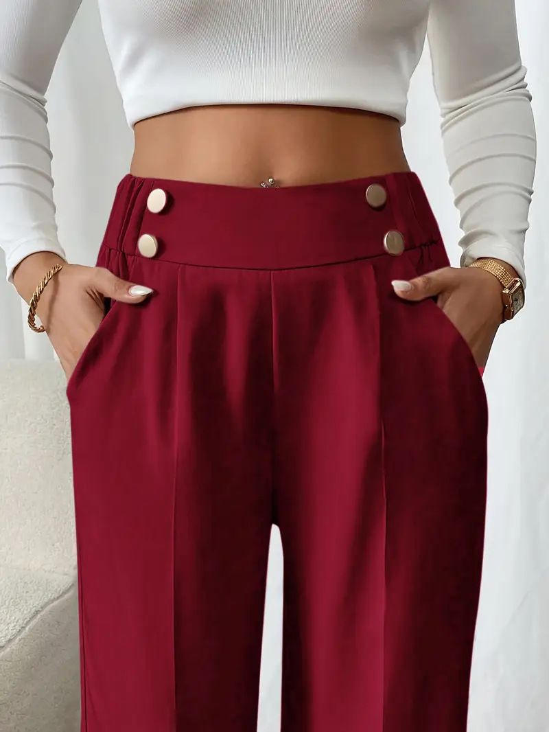 Dameskleding Drape Mopping Casual Broek Hoge Taille Broek Losse Temperament Recht Niche Ontwerp Effen Kleur Broek_voghion.com