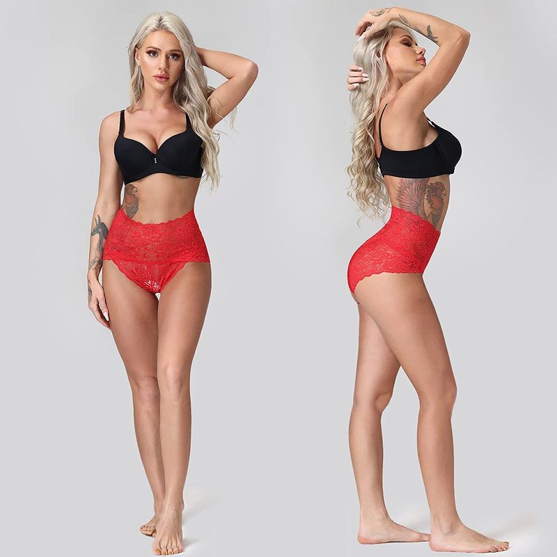 Glutei addominali a vita alta che sollevano biancheria intima di pizzo, pantaloni ad angolo piatto da donna sexy e traspiranti, multicolore_voghion.com