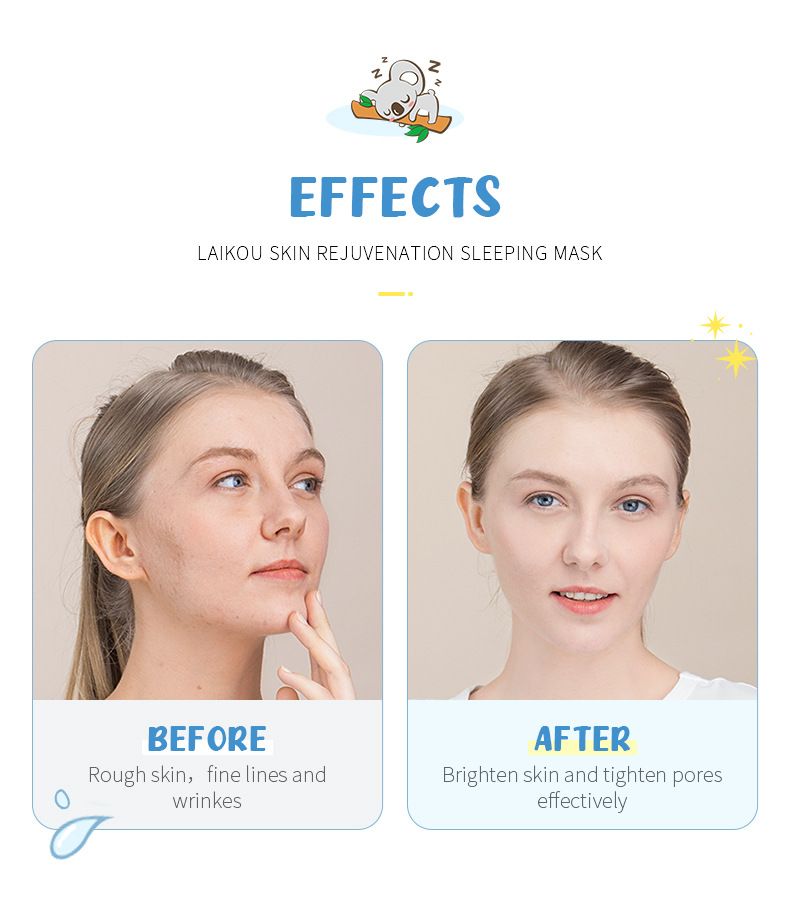 Maschera da notte LAIKOU Koala No Wash 3 g * 15 pezzi PROTEGGI LA TUA PELLE DURANTE LA NOTTE_voghion.com