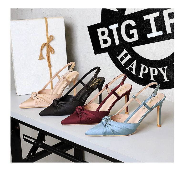 Elegant Satin Bow Pointed-Toe Stiletto Heels For Women - Chic Open Back Dress Shoes For Parties & Special Occasions (Sizes 34-40, Colors Available)_voghion.com