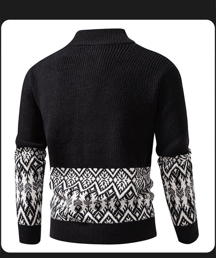 Men's Chunky Knit Cardigan Sweater With Half-Turtle Neck, Casual Open Front Coat For Autumn Winter, Fashionable Loose Fit Cable Knit Pullover_voghion.com