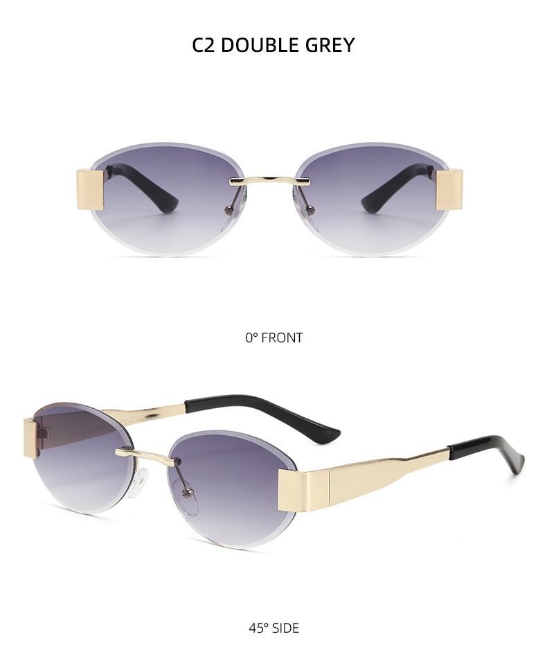 New Frameless Trimmed Metal Sunglasses Cross Border Retro UV400 Trendy Sunglasses High End Fashion_voghion.com
