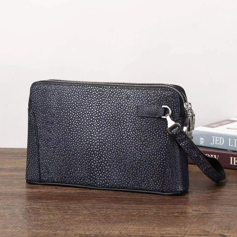 2025 New Pearl Fish Pattern Clutch Fashion Password Lock Large Capacity Versatile Men's Leather Wallet_voghion.com