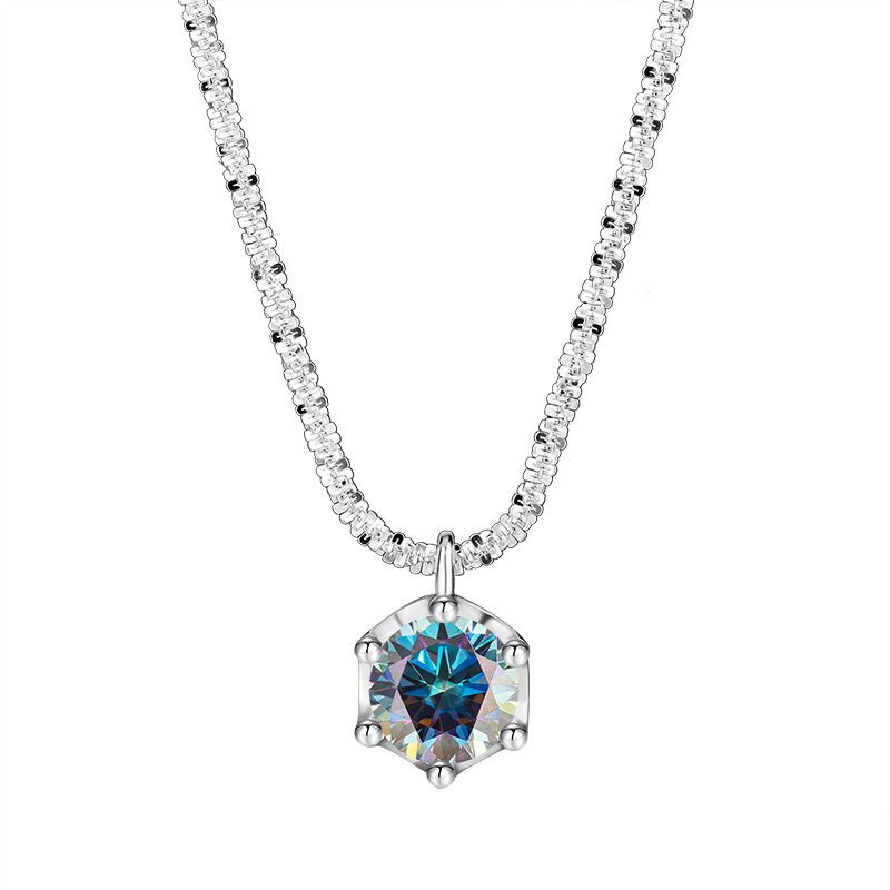Sterling Silver Waist Chain With Sparkling 1 Carat D Color Moissanite Crown Pendant - Elegant Women's Belt Accessory_voghion.com