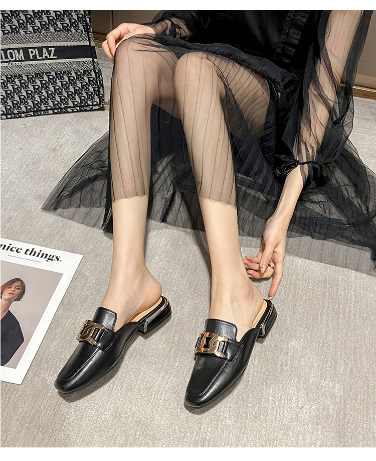 Echtes Leder Baotou Half Slipper 2023 Frühling und Sommer draußen tragen Sandalen und Hausschuhe quadratische Zehen faule halbe Slipper All-Match-Müller-Schuhe_voghion.com