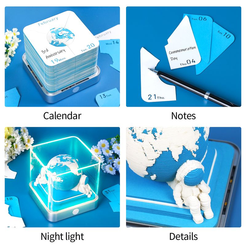 Erde 2024 Omoshiroi Notizblock Block Schreibtischkalender 3D Memo Pad 232Blätter Süßes Notizpapier Desktop Dekor Neuheit Geschenk_voghion.com
