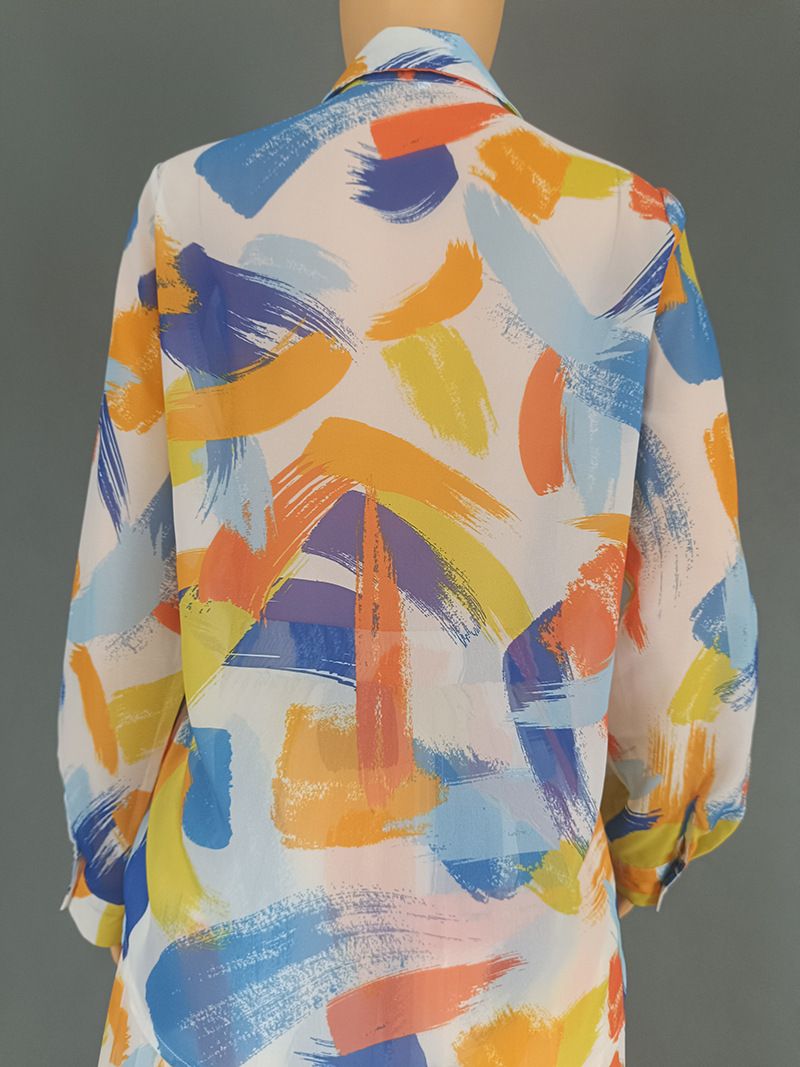 Camicia da donna con pieghe, ampia scollatura, taglie forti, abito e top, completo due pezzi_voghion.com