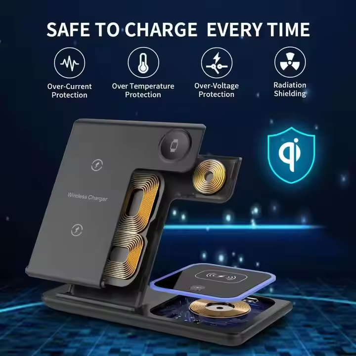 Universelles 15W X455 3-in-1-Ladegerät Schnelle drahtlose Station Magnetischer Telefonständer_voghion.com