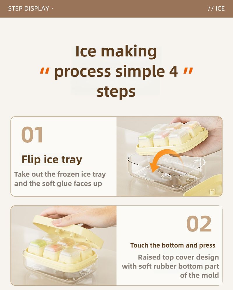 1/4/8PCS Push Ice Cube Mould Ice Compartment Mini Summer Ice Mould Ice Storage Box Home Square Silicone Ice Cube Mould With Lid_voghion.com
