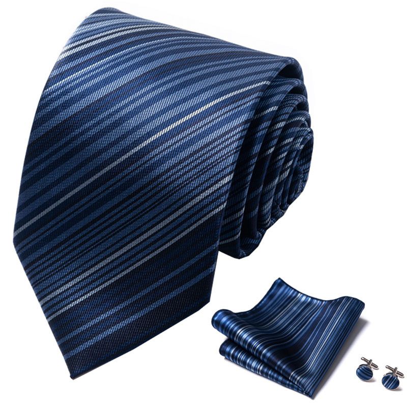 Corbata de seda de poliéster de alta calidad unisex para hombre, corbata formal de color sólido, bolsillo, toalla, gemelos, juego de jacquard_voghion.com