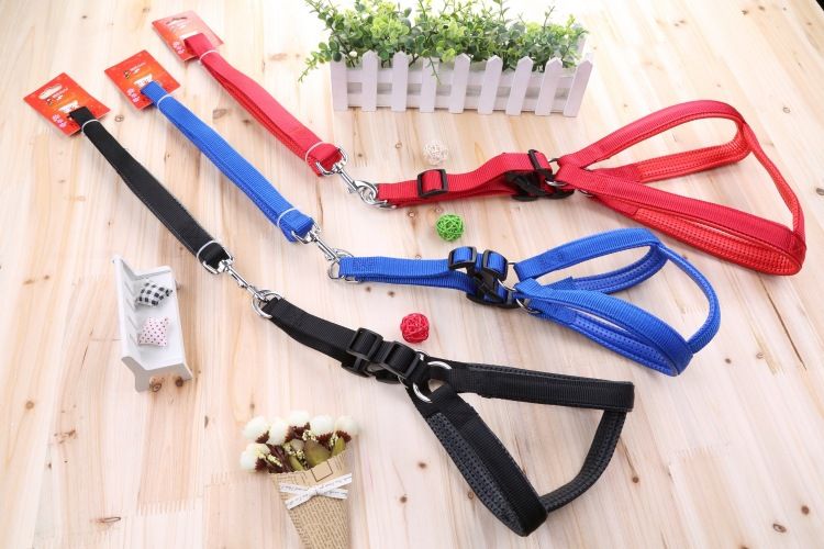 Supplies PP Cotton Material Solid Color Harness Small Pet Protection Chest Pulling Leash_voghion.com