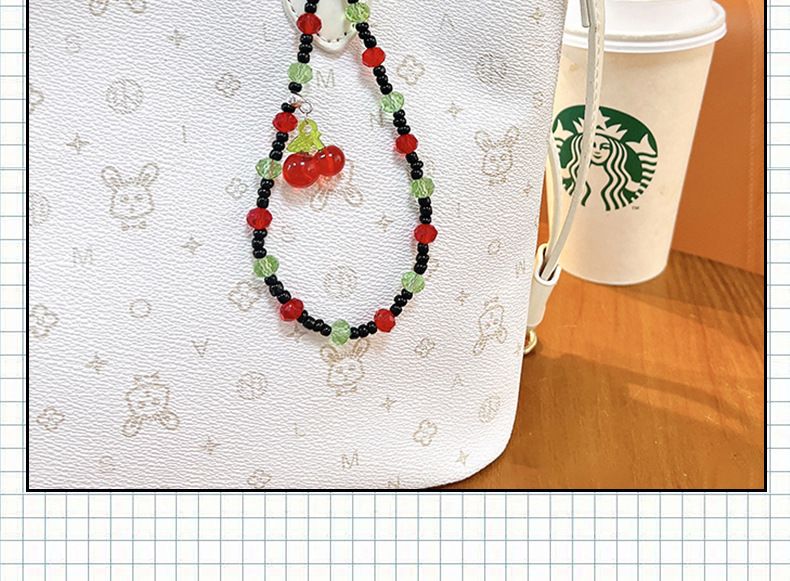 Kreative Kirsche Perlen Kette süße Tasche Anhänger Auto Schlüsselanhänger Telefon kleines Geschenk hängen Ornament_voghion.com