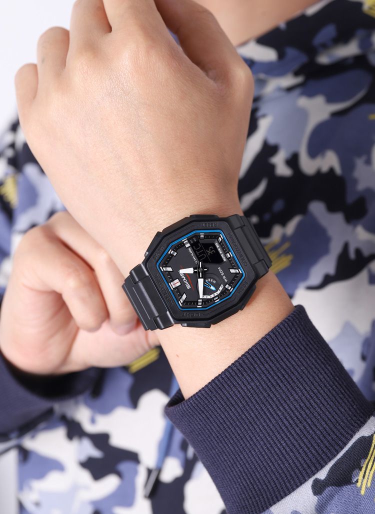 Orologio elettronico digitale con display luminoso, sportivo, al quarzo, con 5 allarmi, per uomo e donna, impermeabile, con ora mondiale._voghion.com