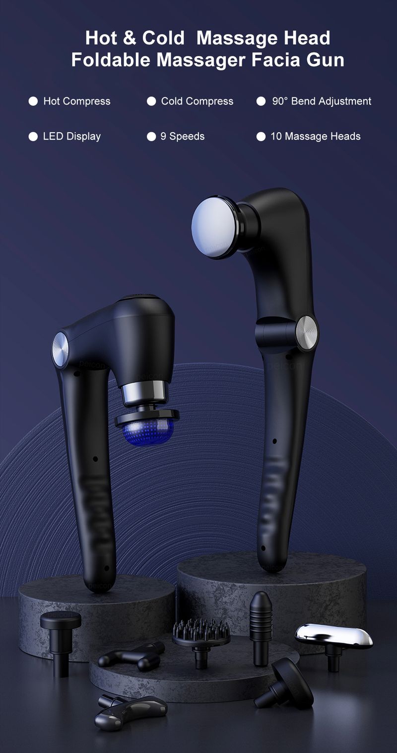 Electric Muscle Massage Gun With Extended Handle Deep Tissue Relief For Back Shoulder Waist Pain_voghion.com