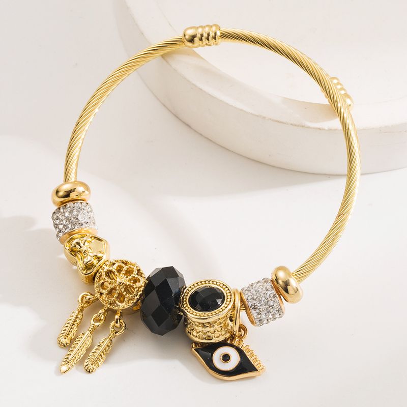 Bracelet en or style Panjiadora, personnalité féminine, huile dégoulinante, œil du diable, pendentif incrusté de diamants, acier inoxydable_voghion.com