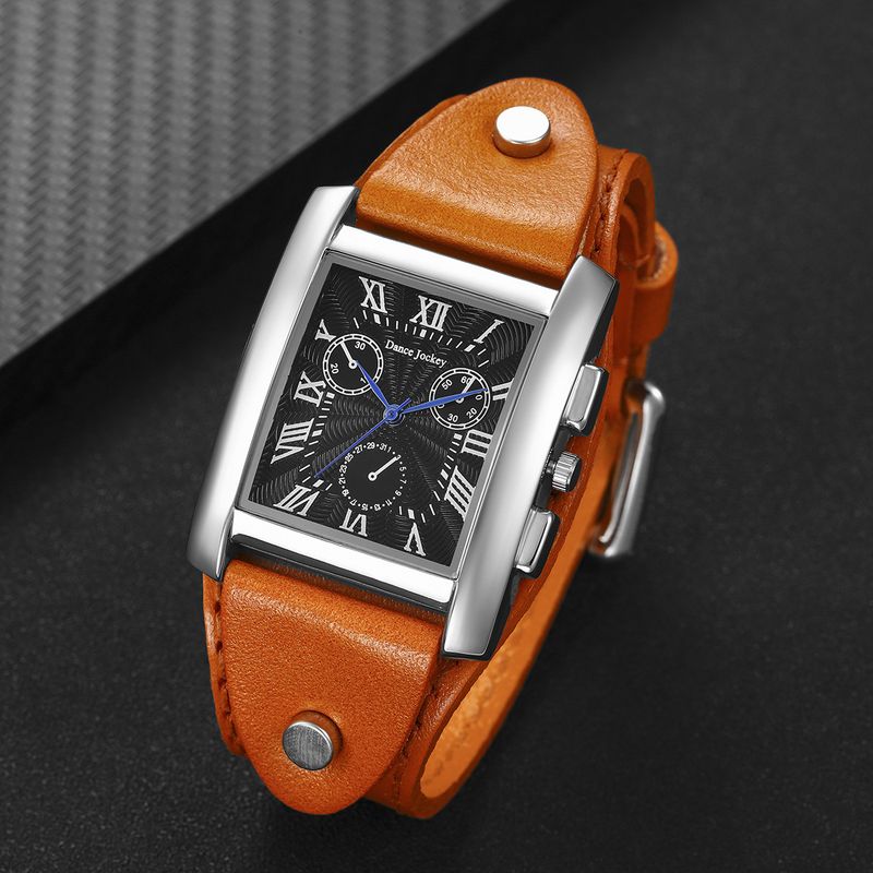 Vollständig verwalteter Anti-Atom-Preis, echtes Lederarmband, Herren-Quarzuhr, modische Punk-Uhr für Herren, Panzeruhr_voghion.com