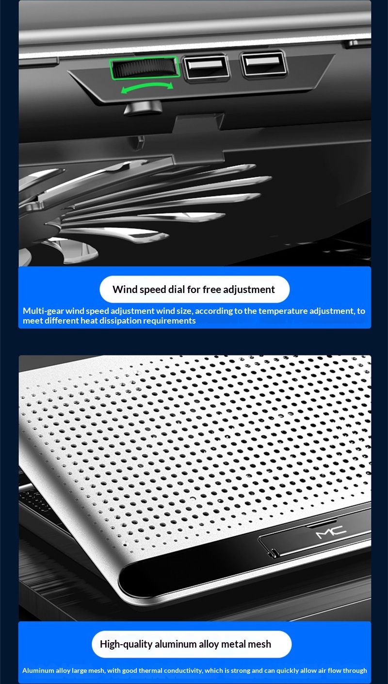 NeoGear NeoGear Computer Radiatore in alluminio Supporto in lega di raffreddamento per laptop Semiconduttore Nuo Xi Q5 Base Ventola silenziosa Argento Nero_voghion.com