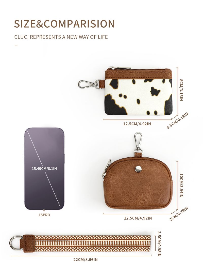 Damen Mini Zipper Wristlet Keychain Portemonnaie Duebel Pocket Wristlet Portable Portemonnaie Coin Portemonnaie Mini Women Coin Bag_voghion.com
