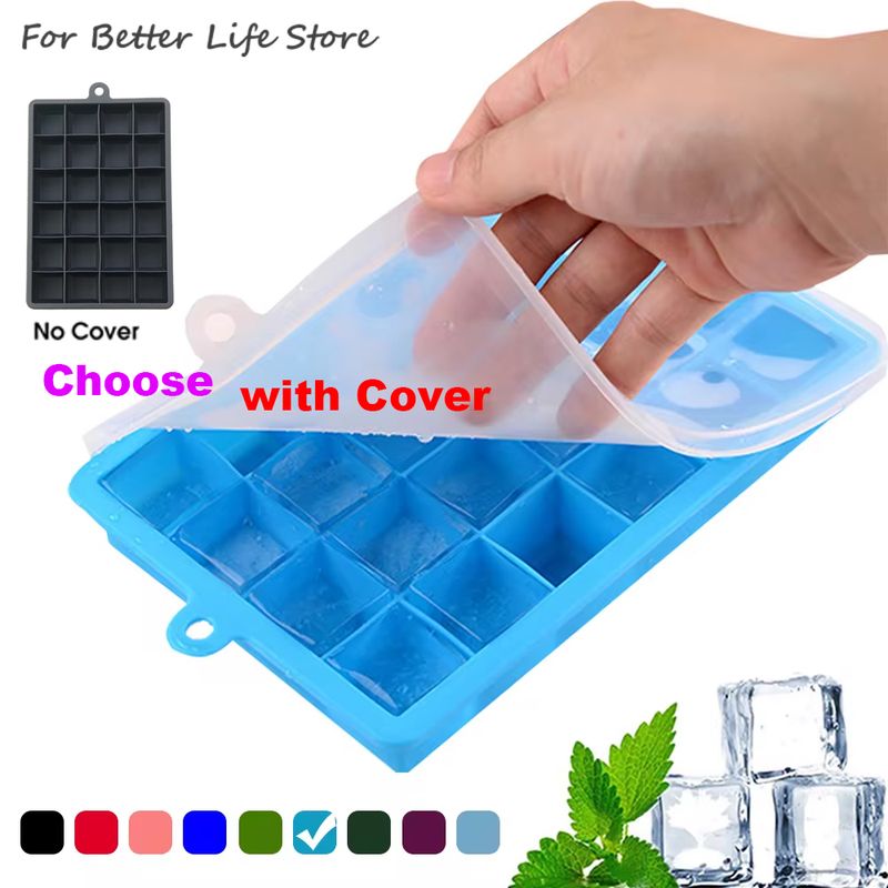 Forma de gelo de silicone com 24 furos - com/sem tampa, caixa quadrada, molde para purê de queijo, geleia, UE_voghion.com