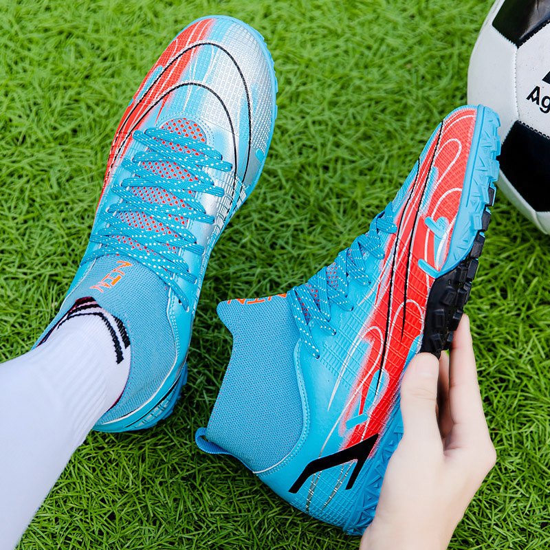 Scarpe da calcio alte TF per ragazzi e ragazze, tacchetti per allenamento e campi in erba, scarpe da calcio per ragazzi_voghion.com
