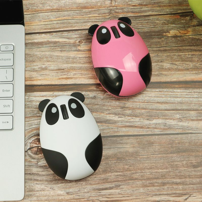 Farfi Wireless Cute Panda Design ABS Mute 2.4G 1200DPI Plug Play Optical Mouse for Desktop_voghion.com