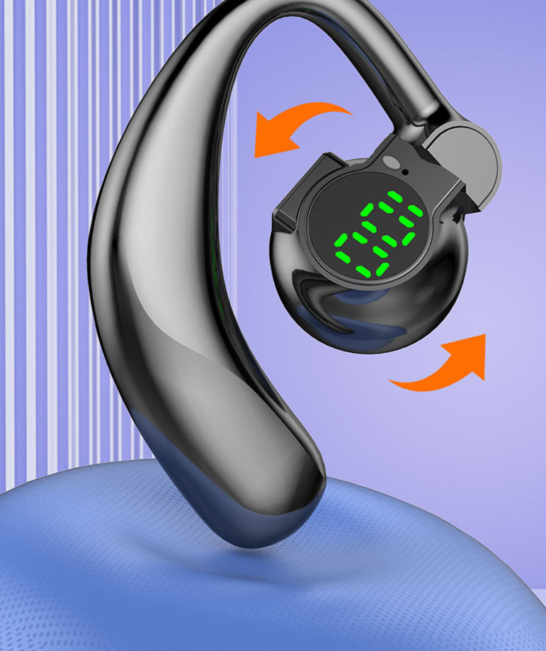 Auricolare Bluetooth girevole con display digitale universale, indossabile a sinistra e a destra, con suono ampio e batteria a lunga durata_voghion.com
