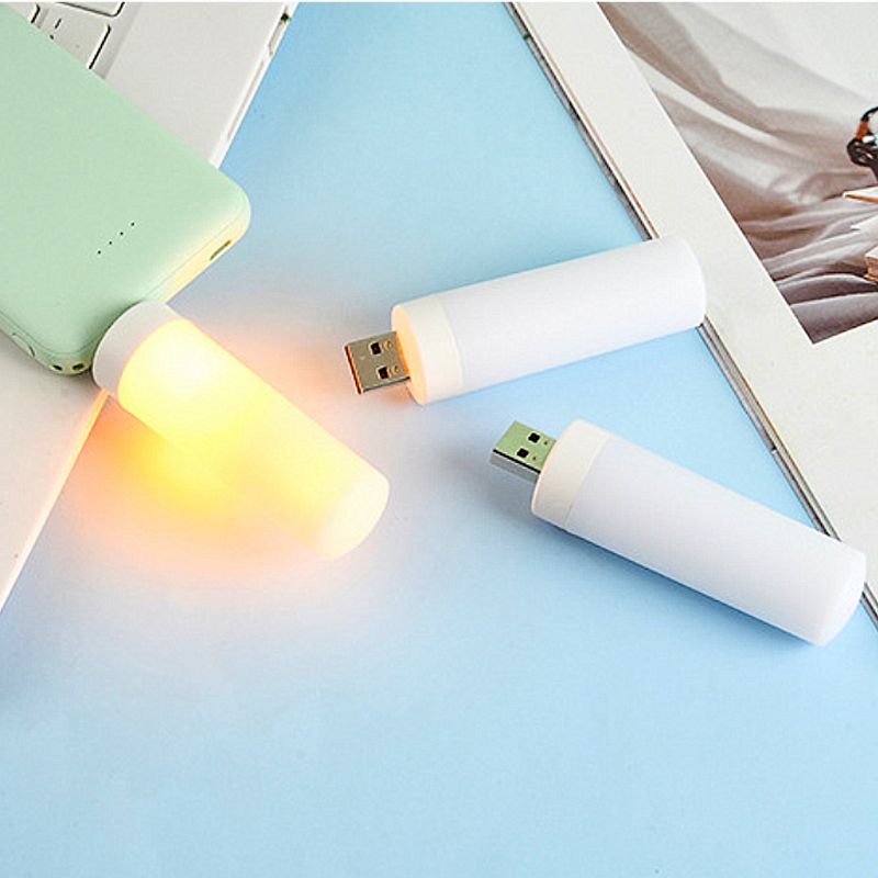 2kpl USB Atmosphere Light LED Liekki Vilkkuva kynttilän valot Kirjalamppu Power Bank Camping Valaistukseen Tupakansytyttimen tehostevalo_voghion.com