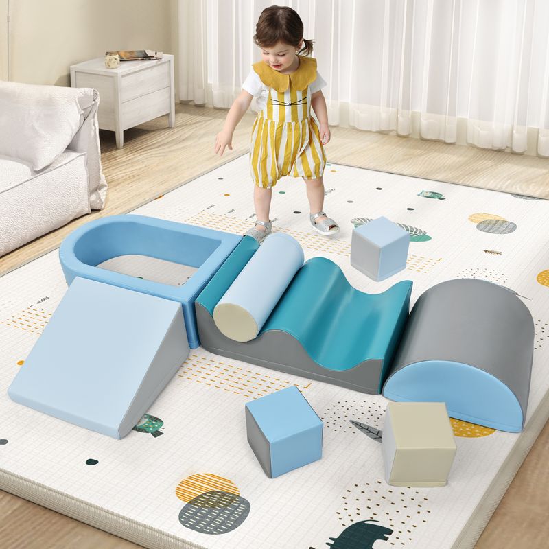 Ensemble de blocs de jeu et d'escalade TLG 9 pièces pour enfants – Blocs de construction souples et colorés avec marches, toboggan et piscine à balles pour tout-petits et enfants d'âge préscolaire – Balles non incluses_voghion.com