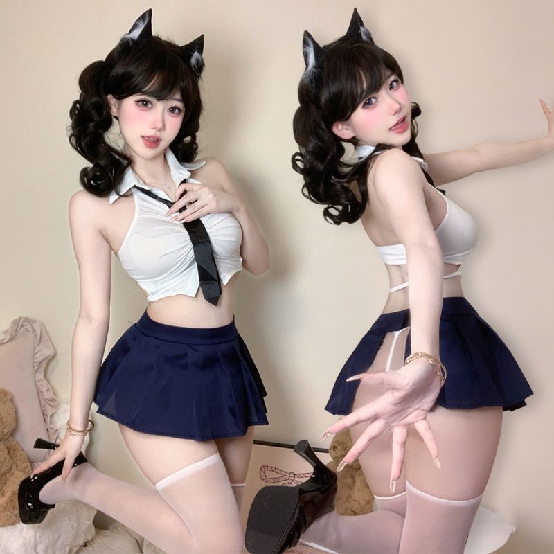 Pure Desire Vitality Kurzes Hemd Taillenplissierter College-Anzug Sexy Pure Desire Uniform Temptation Erotische Unterwäsche_voghion.com