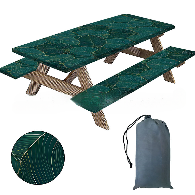 2025 New Garden Three-Piece Set Picnic Tablecloth Stool Full Polyester Micro Elastic Table Cover Waterproof Oil-Proof_voghion.com