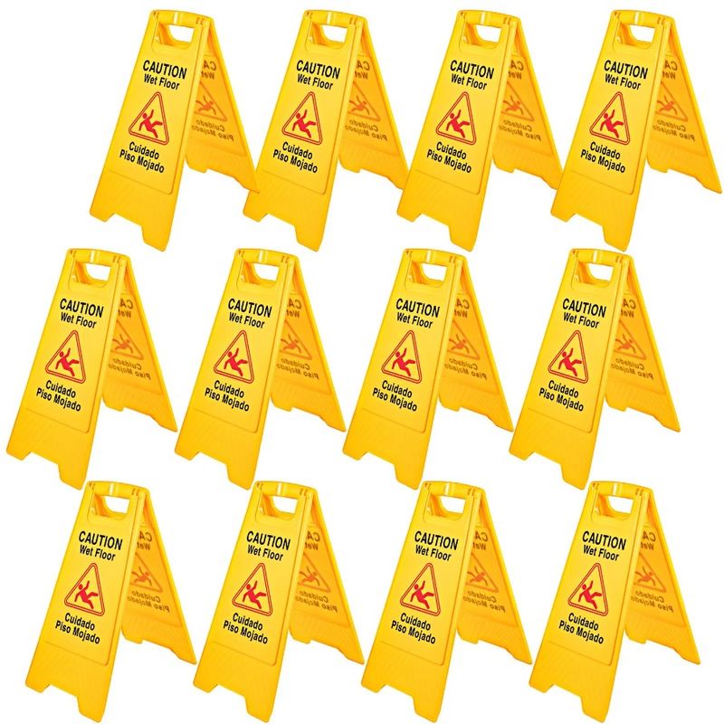 Caution Floor Cones I Wet 25Inch Floor Board Bilingual Pack Plastic Wet Wet Sign FoldOut For Sign Floor Yellow 12 Double Sided_voghion.com