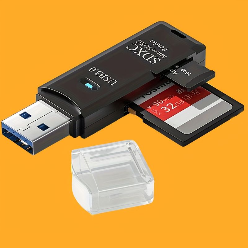 Cititor de carduri SD/TF 2 în 1 USB 3.0/2.0 - Adaptor de mare viteză cu două sloturi, compatibil cu smartphone-uri și camere foto_voghion.com