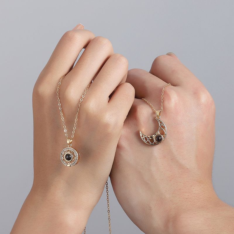2 pieces/ computer. Magnetic couple necklace, 100 languages, projection of "I love you", sun, moon, heart, light magnet,_voghion.com