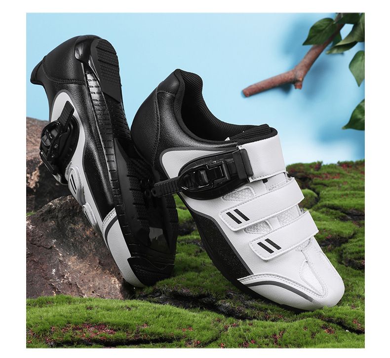 Zapatillas de ciclismo con cierre de hebilla, zapatillas de ciclismo de carretera para hombre y mujer, suelas de goma duras para bicicleta de montaña._voghion.com