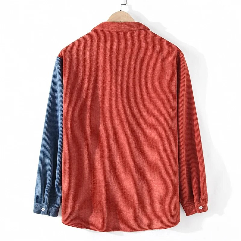 Spring Autumn Cargo Corduroy Men Long Sleeve Casual Pocket Patchwork Men's Shirts High Quality Overshirt Blouses Male_voghion.com