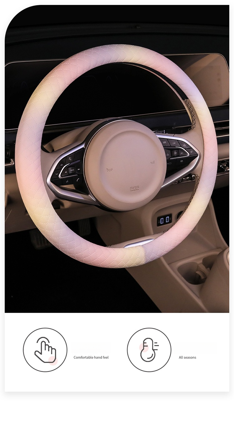 Macaron Lenkradbezug, bunt, atmungsaktiv, für alle Jahreszeiten, universell, Kunstleder, für den Innenbereich des Autos_voghion.com