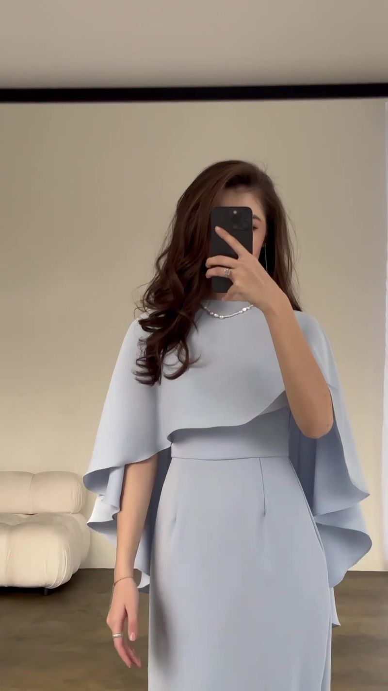 Abbigliamento da donna Nuovo abito a maniche lunghe con scialle in raso tinta unita e vita alta_voghion.com