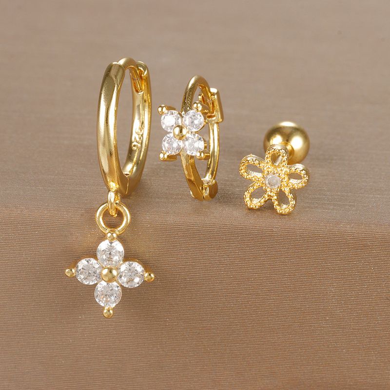 Gioielli e accessori orecchini geometrici alla moda, set di orecchini floreali con micro zirconi intarsiati, orecchini da donna leggeri e di lusso personalizzati in tre pezzi_voghion.com