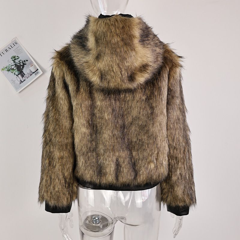 Giacca in pelliccia sintetica con cerniera e fibbie in metallo, cappotto oversize streetwear con cappuccio, capospalla invernale da donna_voghion.com