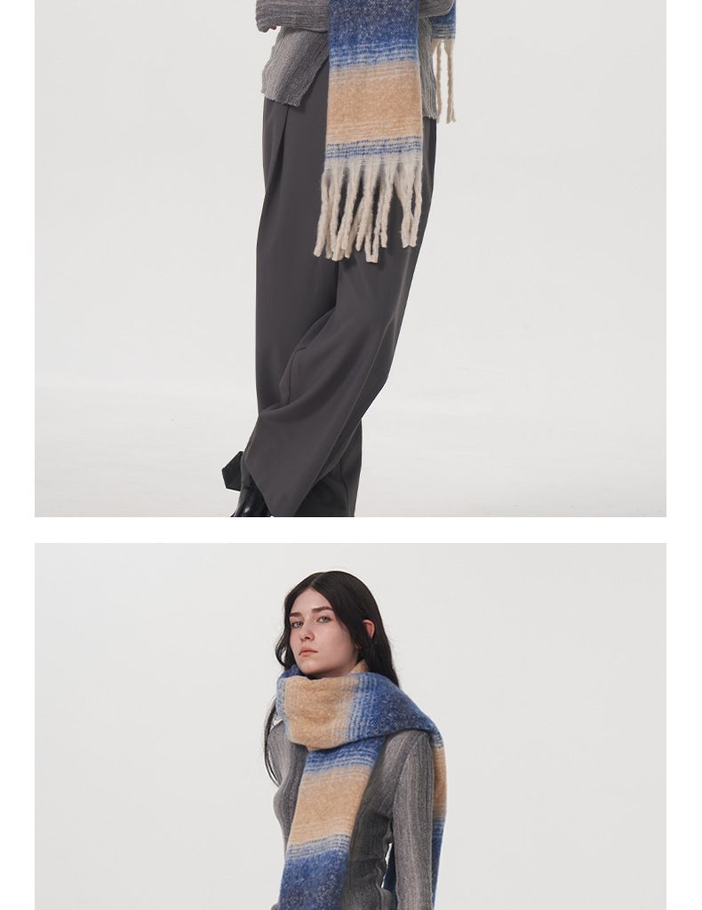 cachemire enfants hiver agrandissement élargissement 50cm blocage de couleur chaud et confortable plaid rayé gland_voghion.com